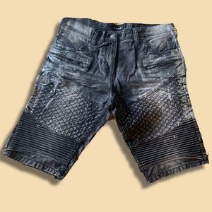 MAKOBI MK DENIM SHORTS DARK WASH DISTRESSED
